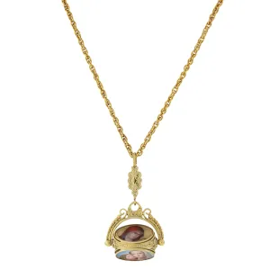 Symbols Of Faith Eternal Embrace & Cherub Spinner Pendant Necklace 30" 1928 Jewelry