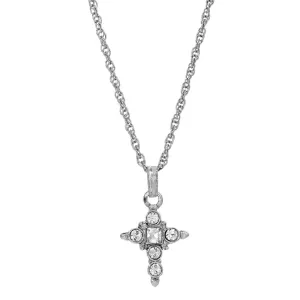 Symbols Of Faith European Crystal Accent Cross Pendant Necklace 16"   3" Extender 1928 Jewelry
