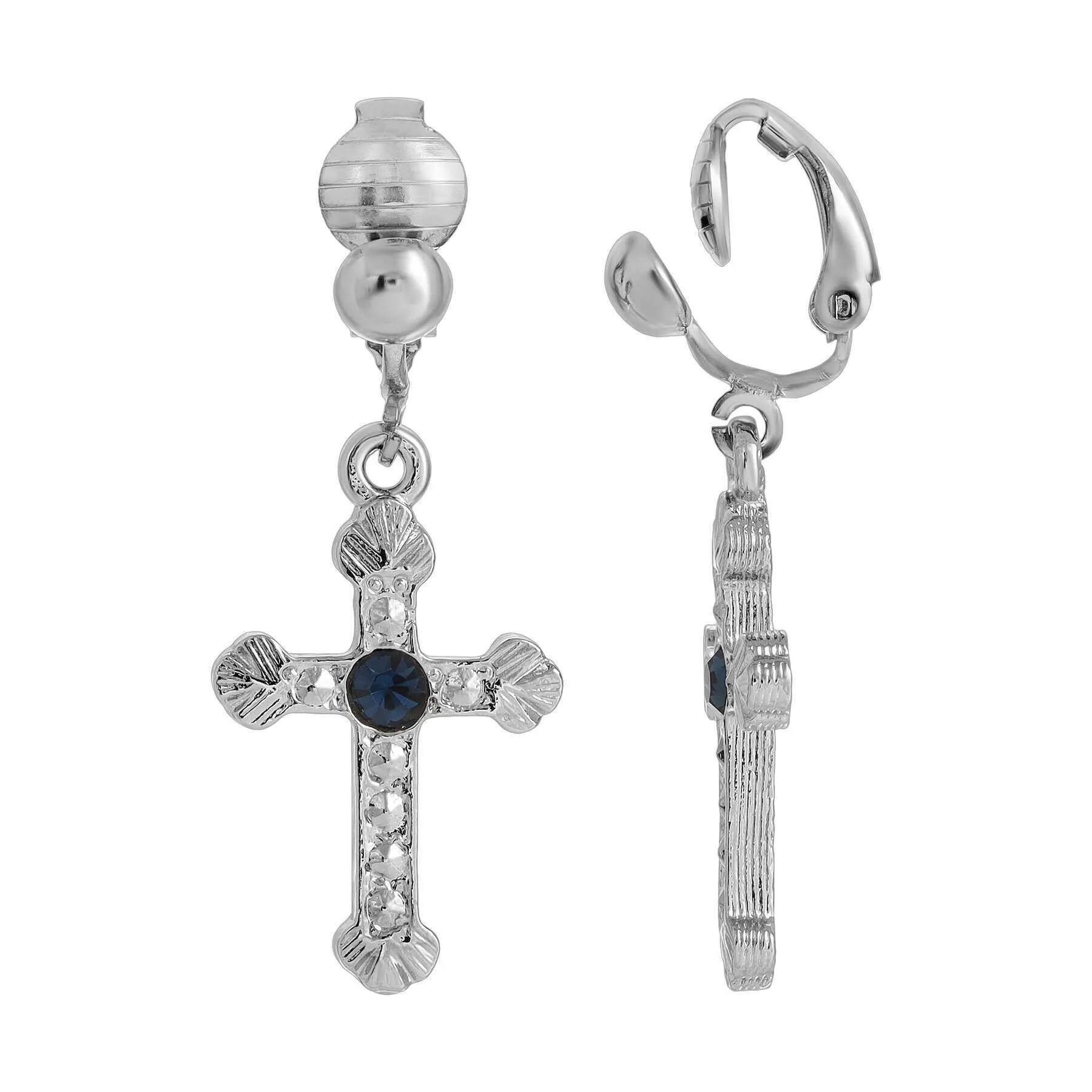 Symbols Of Faith European Crystal Cross Clip On Earrings 1928 Jewelry