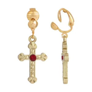 Symbols Of Faith European Crystal Cross Clip On Earrings 1928 Jewelry