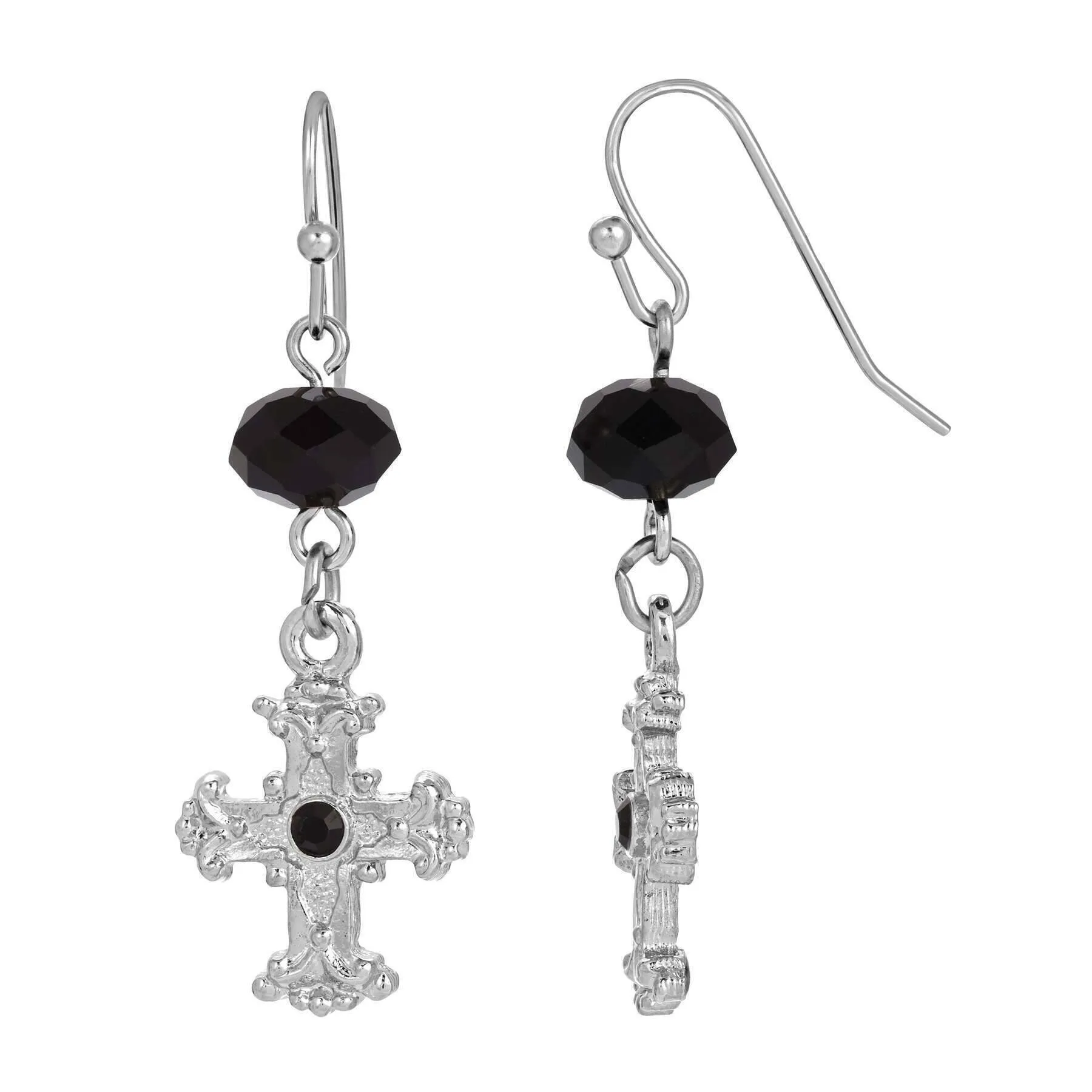 Symbols of Faith Faceted Crystal Drop Flower Budded Dangling Earrings 1928 Jewelry