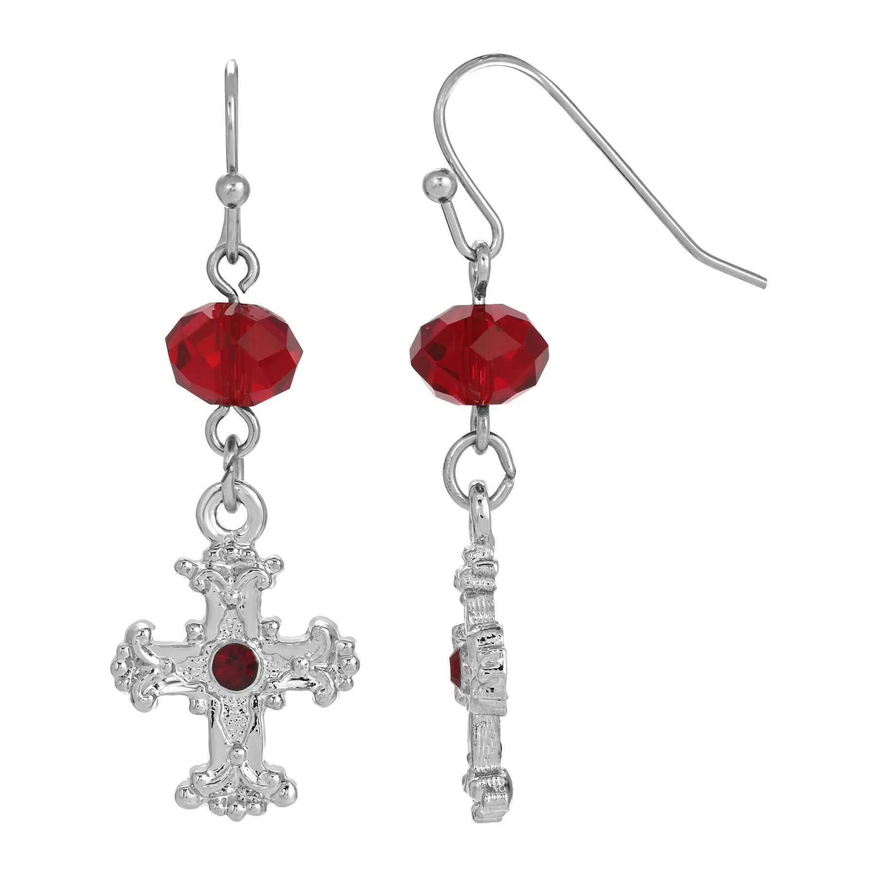 Symbols of Faith Faceted Crystal Drop Flower Budded Dangling Earrings 1928 Jewelry