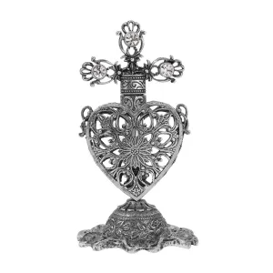 Symbols Of Faith Floral Heart Crystal Cross Perfume Bottle & Stand 1928 Jewelry