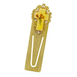 Symbols Of Faith Flowers and Cross Bookmark 1928 Jewelry