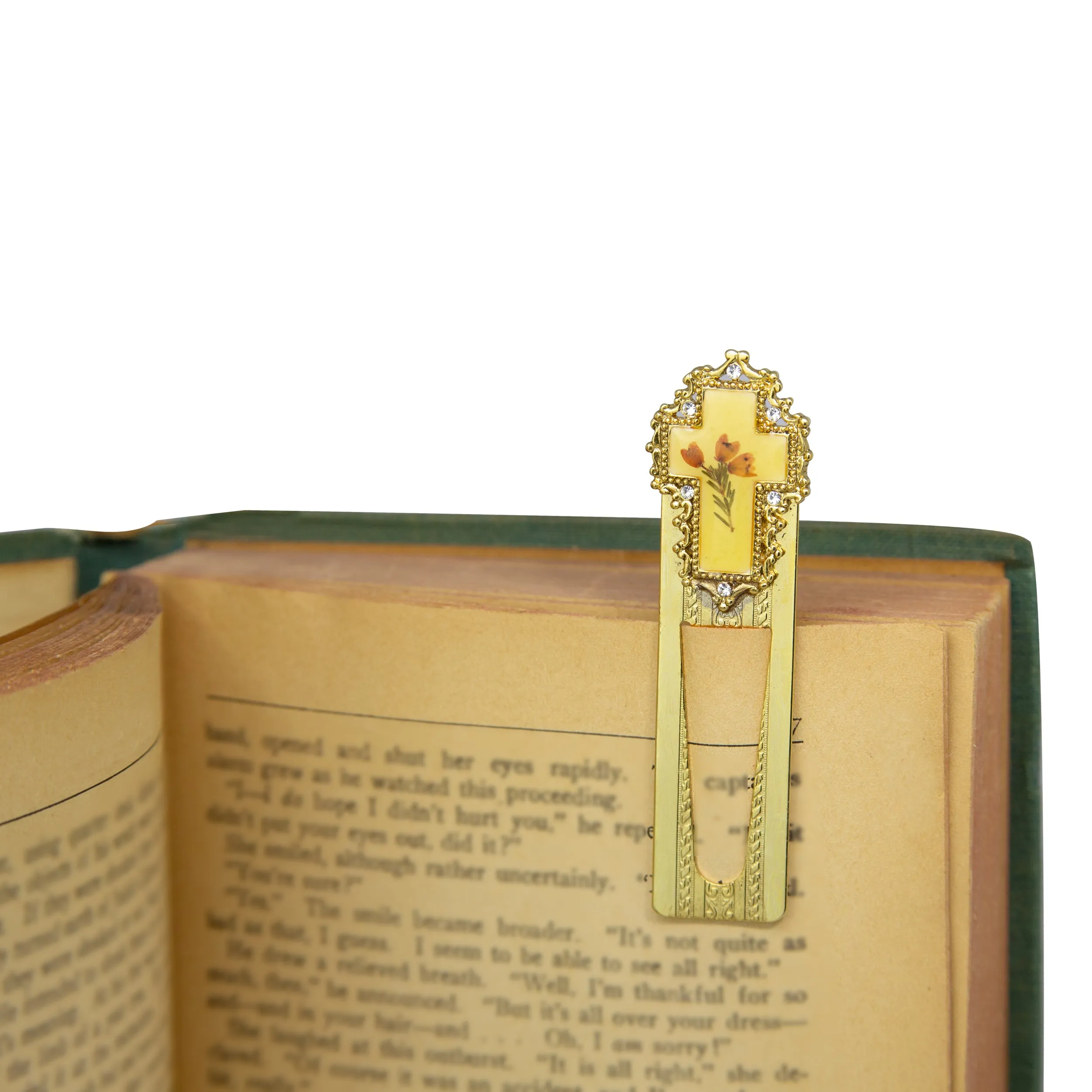 Symbols Of Faith Flowers and Cross Bookmark 1928 Jewelry