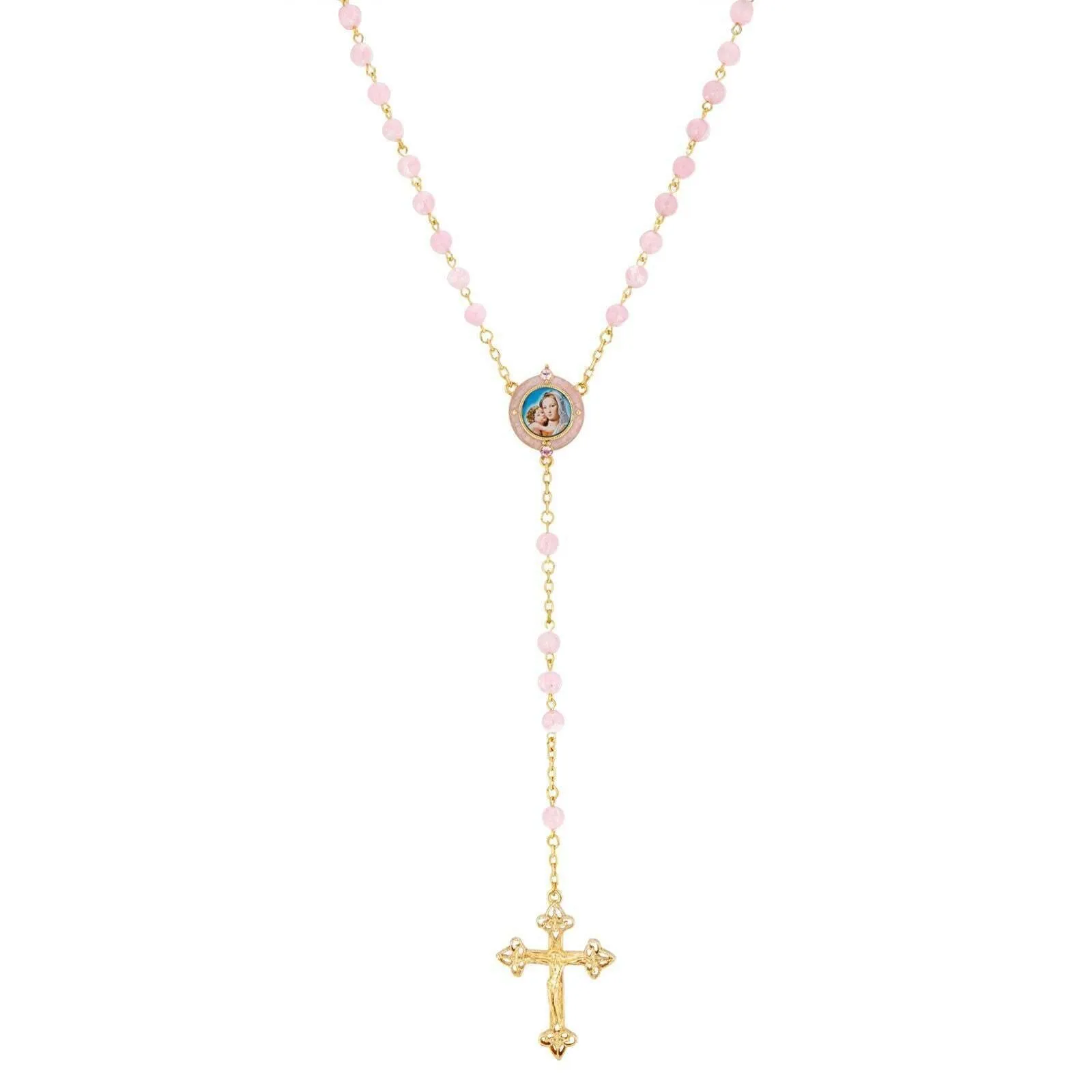Symbols Of Faith Glass Beaded Hand Enamel Mary And Child Decal Rosary 1928 Jewelry