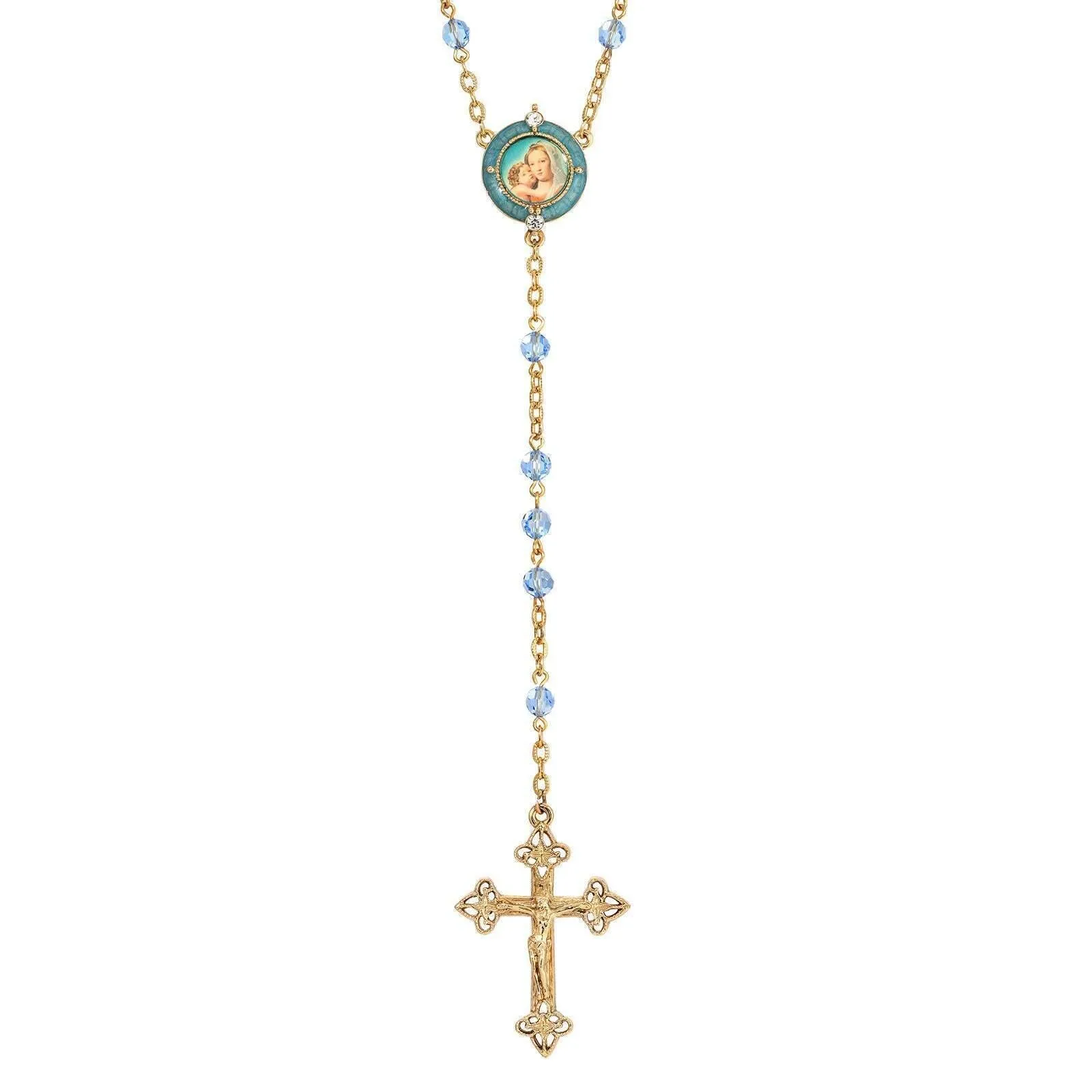 Symbols Of Faith Glass Beaded Hand Enamel Mary And Child Decal Rosary 1928 Jewelry