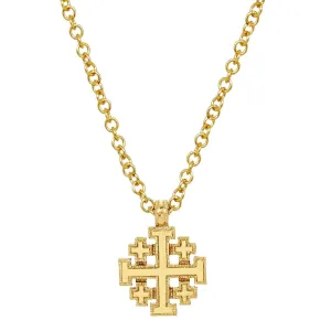 Symbols Of Faith Gold Jerusalem Cross Pendant Necklace 18" 1928 Jewelry