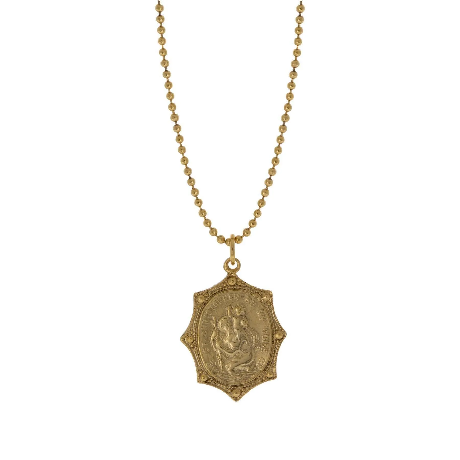 Symbols Of Faith Gold St. Christopher Pendant Necklace 18" 1928 Jewelry