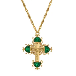 Symbols Of Faith Halfmoon Crystal Crucifix Pendant Necklace 28" 1928 Jewelry