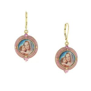 Symbols Of Faith Hand Enamel Crystal Mary And Child Decal Drop Earrings 1928 Jewelry