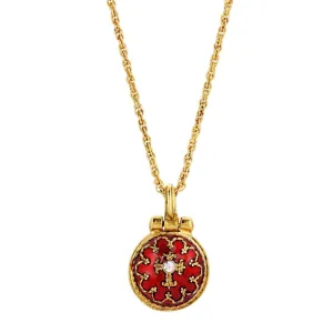 Symbols Of Faith Hand Enamel Enclosed Virgin Mary Lift Up Pendant Necklace 16"   3" Extender 1928 Jewelry
