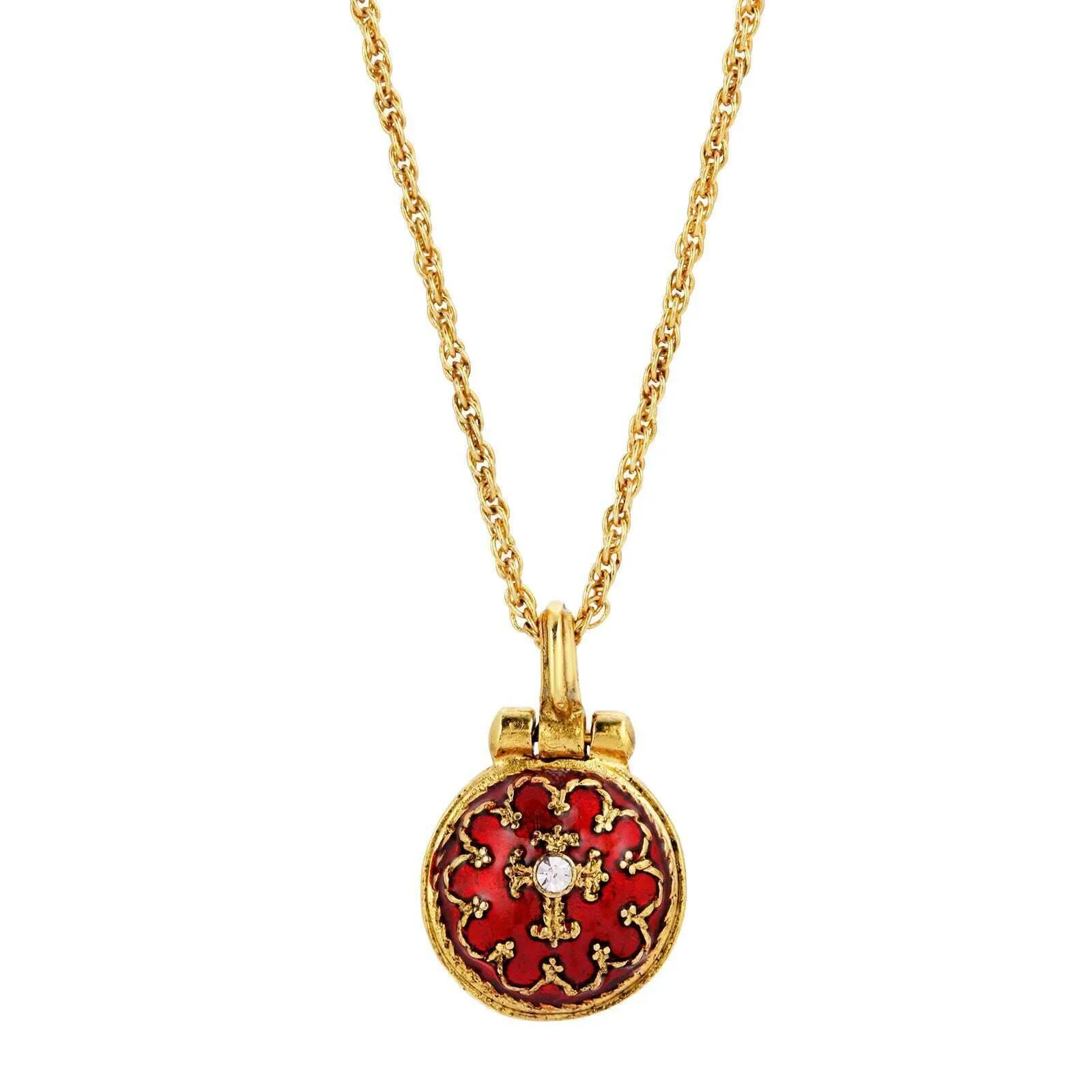 Symbols Of Faith Hand Enamel Enclosed Virgin Mary Lift Up Pendant Necklace 16"   3" Extender 1928 Jewelry