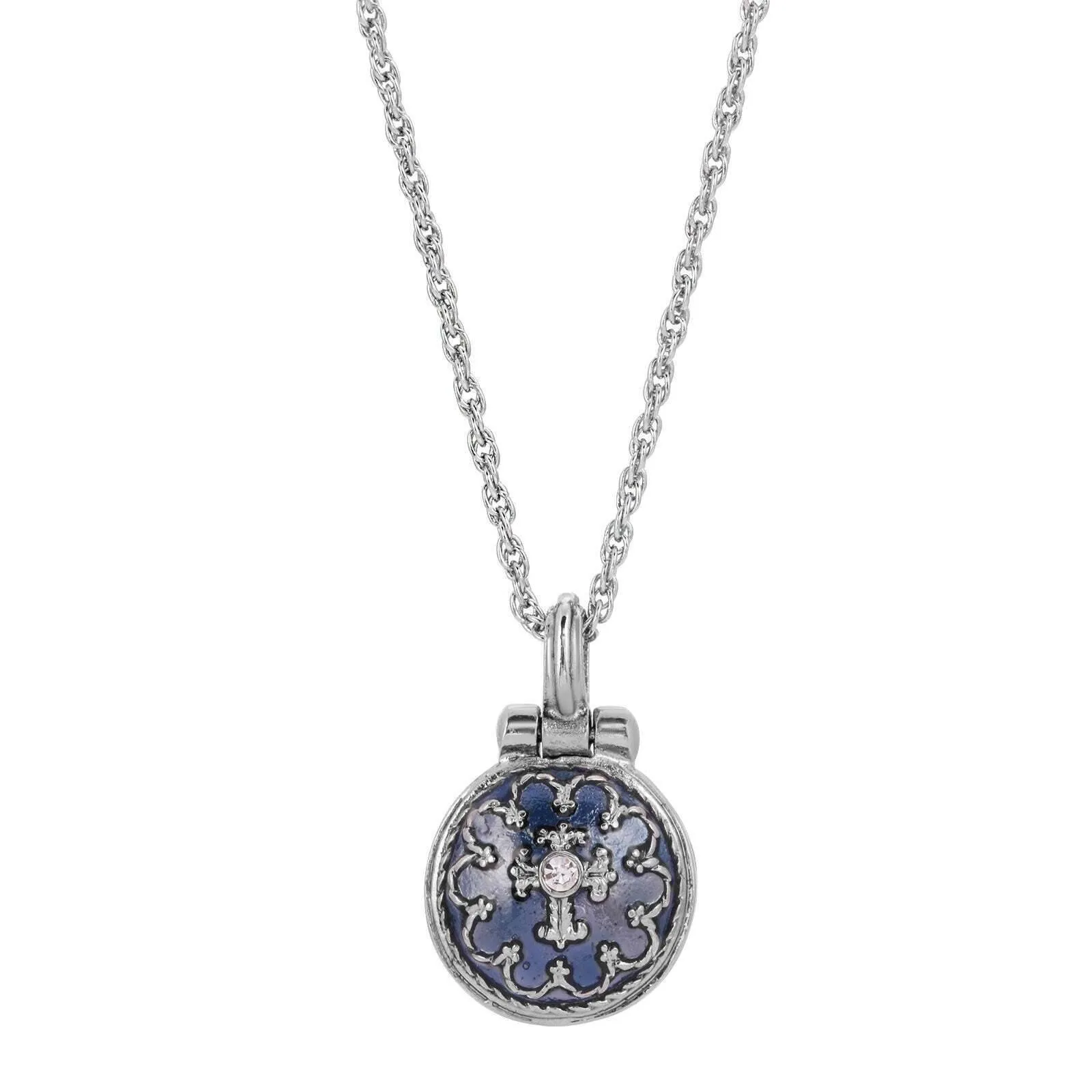 Symbols Of Faith Hand Enamel Enclosed Virgin Mary Lift Up Pendant Necklace 16"   3" Extender 1928 Jewelry