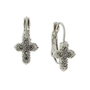 Symbols Of Faith Hematite Crystal Petite Cross Earrings 1928 Jewelry