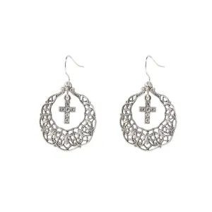 Symbols Of Faith Hoop Crystal Cross Drop Earrings 1928 Jewelry