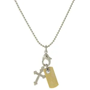 Symbols Of Faith Inspirational Tag And Cross Charm Pendant Necklace 24" 1928 Jewelry