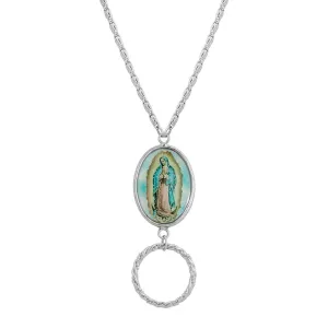 Symbols Of Faith Lady of Guadalupe Badge & Eyeglass Holder Chain Necklace 28" 1928 Jewelry