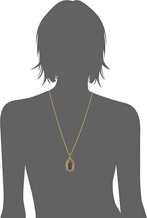 Symbols Of Faith Lady Of Guadalupe Medallion Pendant Necklace 24" 1928 Jewelry