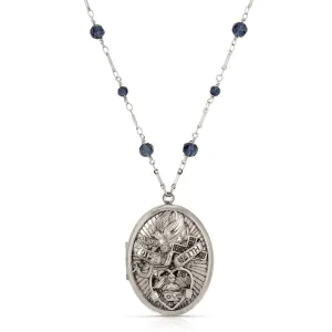 Symbols Of Faith Love Hope Faith Peace Photo Locket Necklace 28" 1928 Jewelry