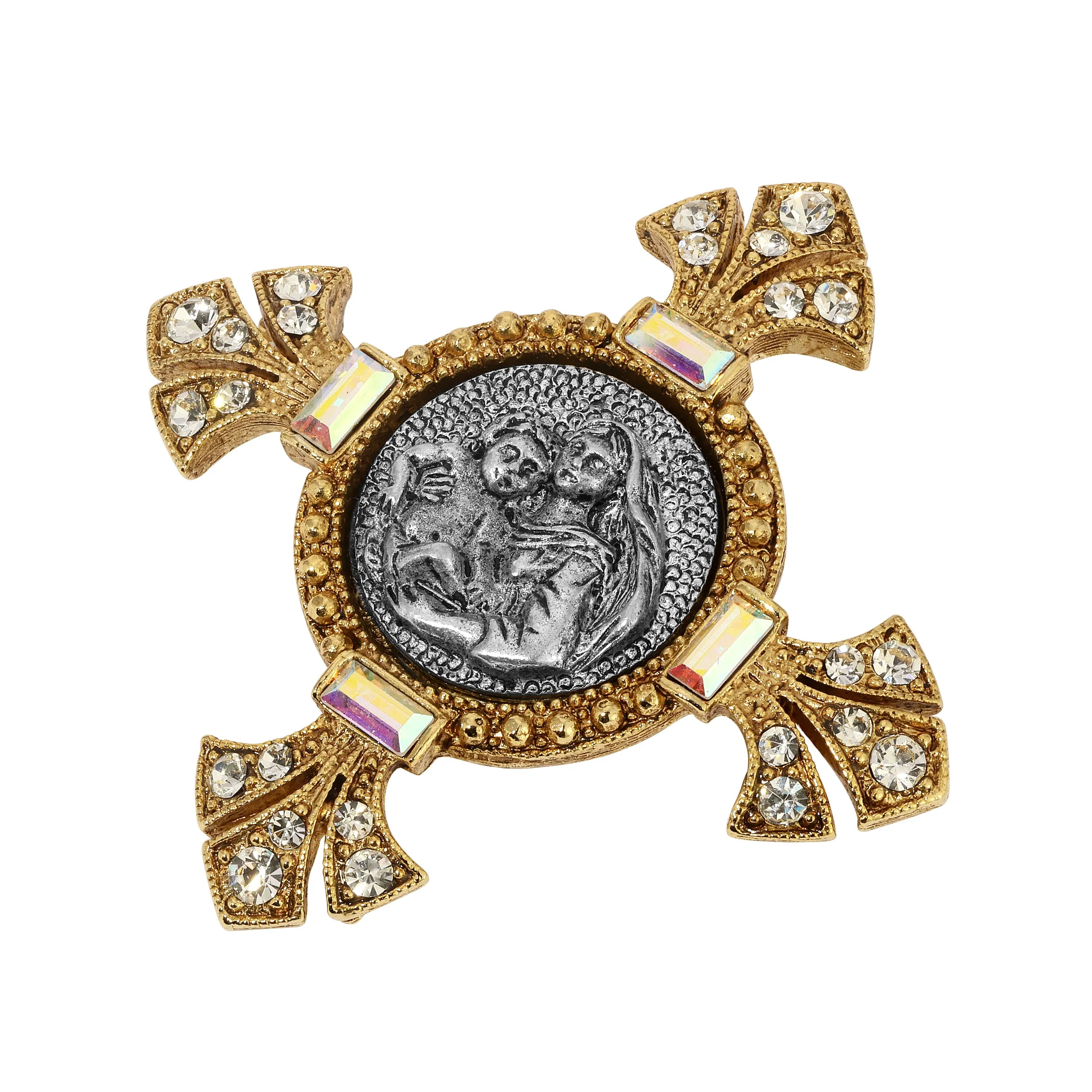 Symbols Of Faith Madonna And Child Crystal Pin 1928 Jewelry