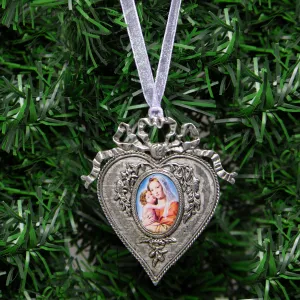 Symbols Of Faith Mary & Child Decal Heart Christmas Tree Ornament 1928 Jewelry