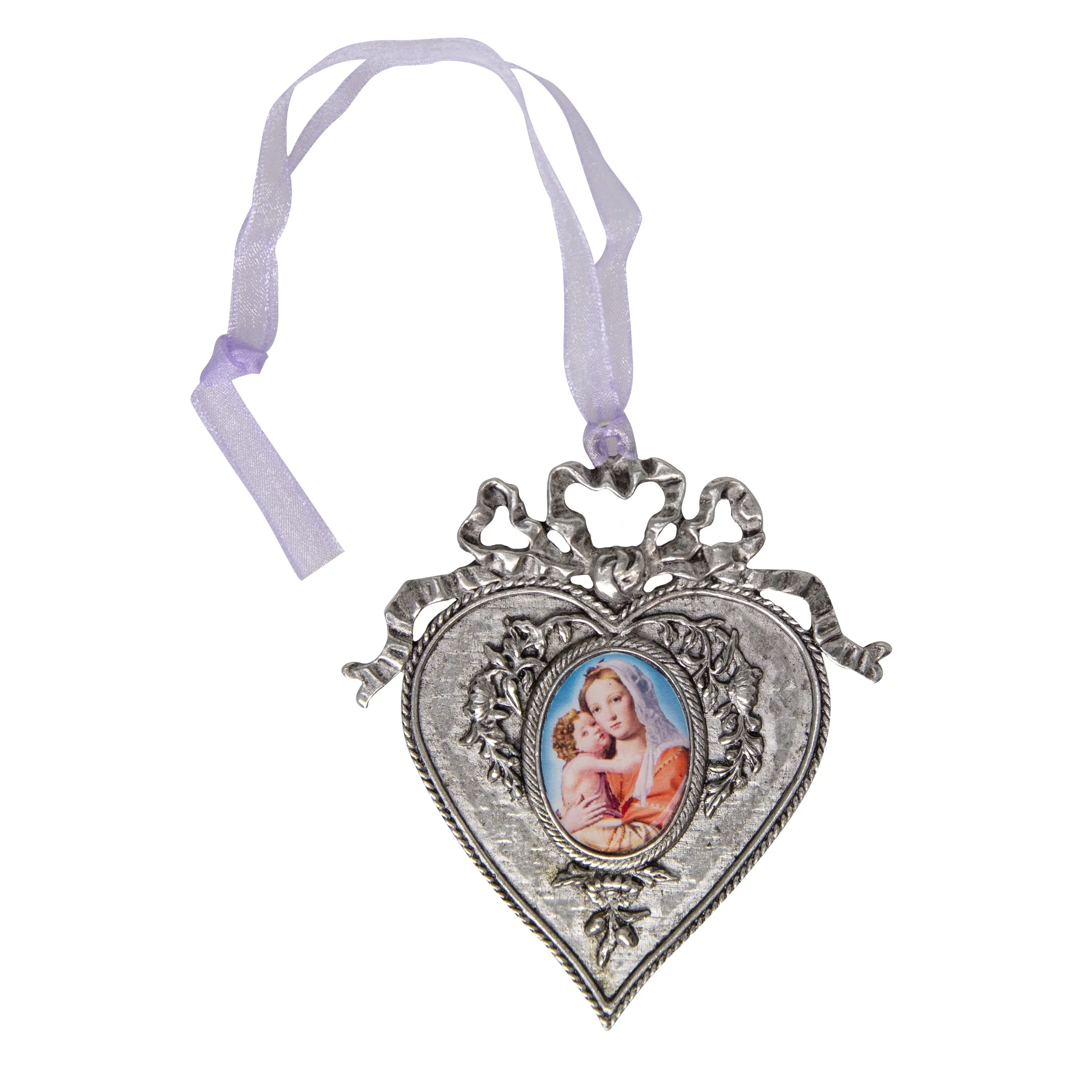 Symbols Of Faith Mary & Child Decal Heart Christmas Tree Ornament 1928 Jewelry