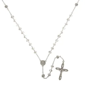 Symbols Of Faith Mary & Crucifix Black Diamond Round Crystal Beaded Rosary 1928 Jewelry