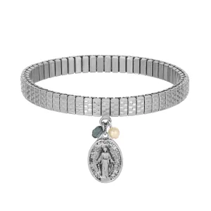 Symbols Of Faith Miraculous Medal Charm Faux Pearl Pearl & Crystal Stretch Bracelet 1928 Jewelry