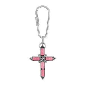 Symbols of Faith Moonstone & Crystal Cross Carabiner Key Chain 1928 Jewelry