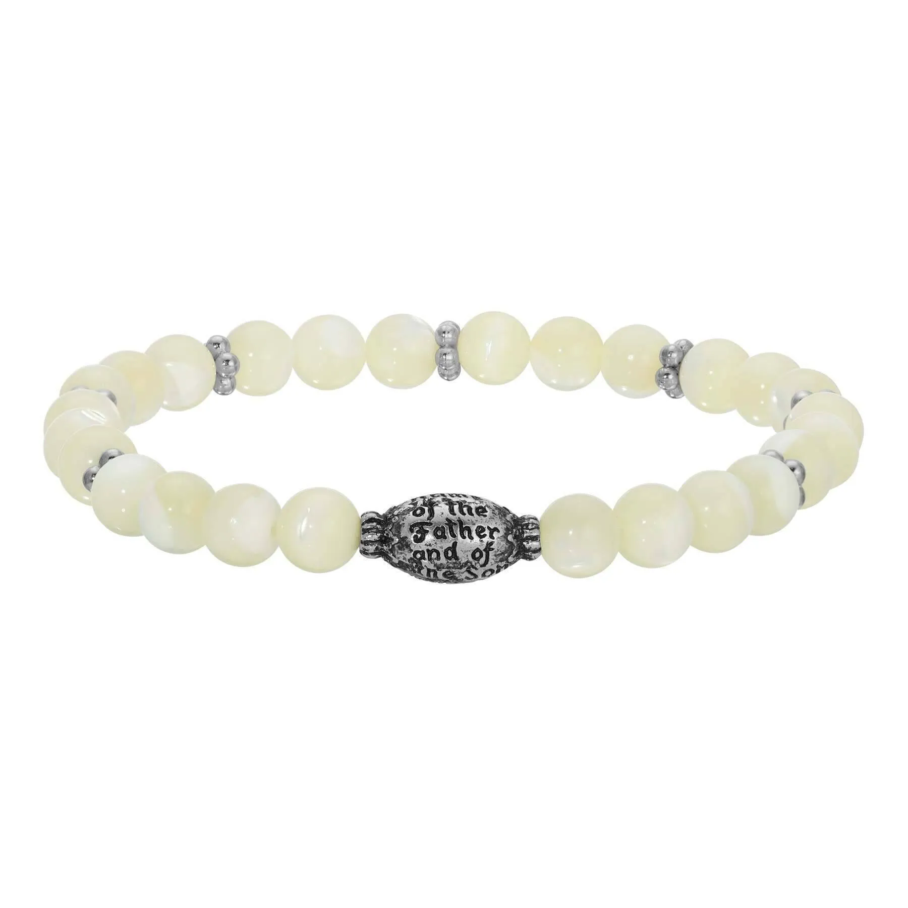Symbols Of Faith Mother Of Pearl Prayer Bead Stretch Bracelet 1928 Jewelry
