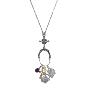 Symbols Of Faith Multi Charm Holder Cross Necklace 28" 1928 Jewelry