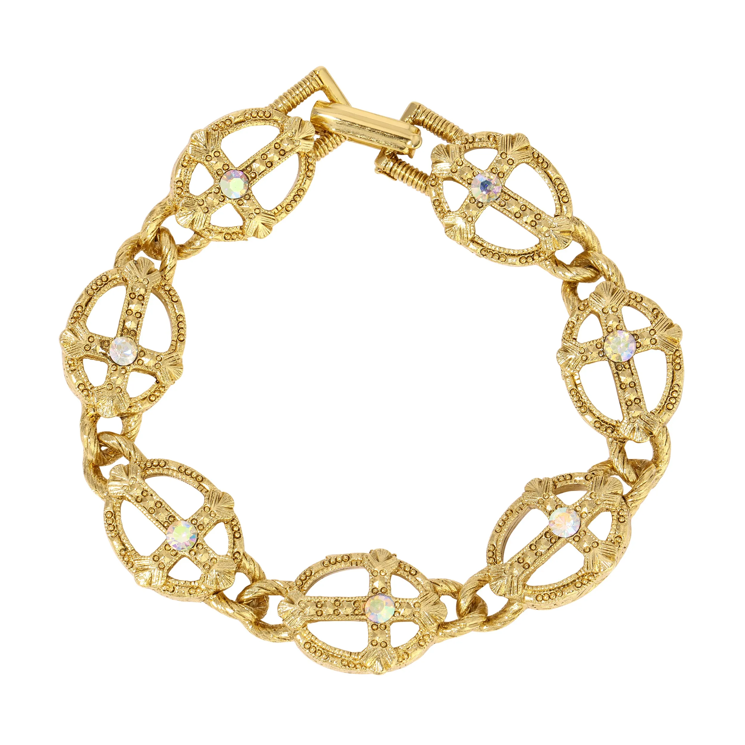 Symbols Of Faith Multi Cross AB Crystals Link Bracelet 1928 Jewelry