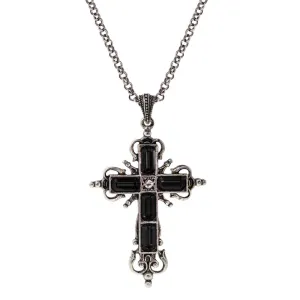 Symbols Of Faith Octagon Crystal Cross Pendant Necklace 18" 1928 Jewelry