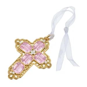 Symbols Of Faith Octagon European Crystal Cross With Ribbon Christmas Tree Ornament 1928 Jewelry