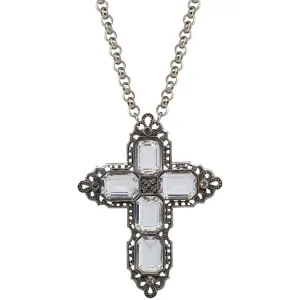 Symbols Of Faith Octagon Stone Cross Pendant Necklace 18"   3" Extender 1928 Jewelry
