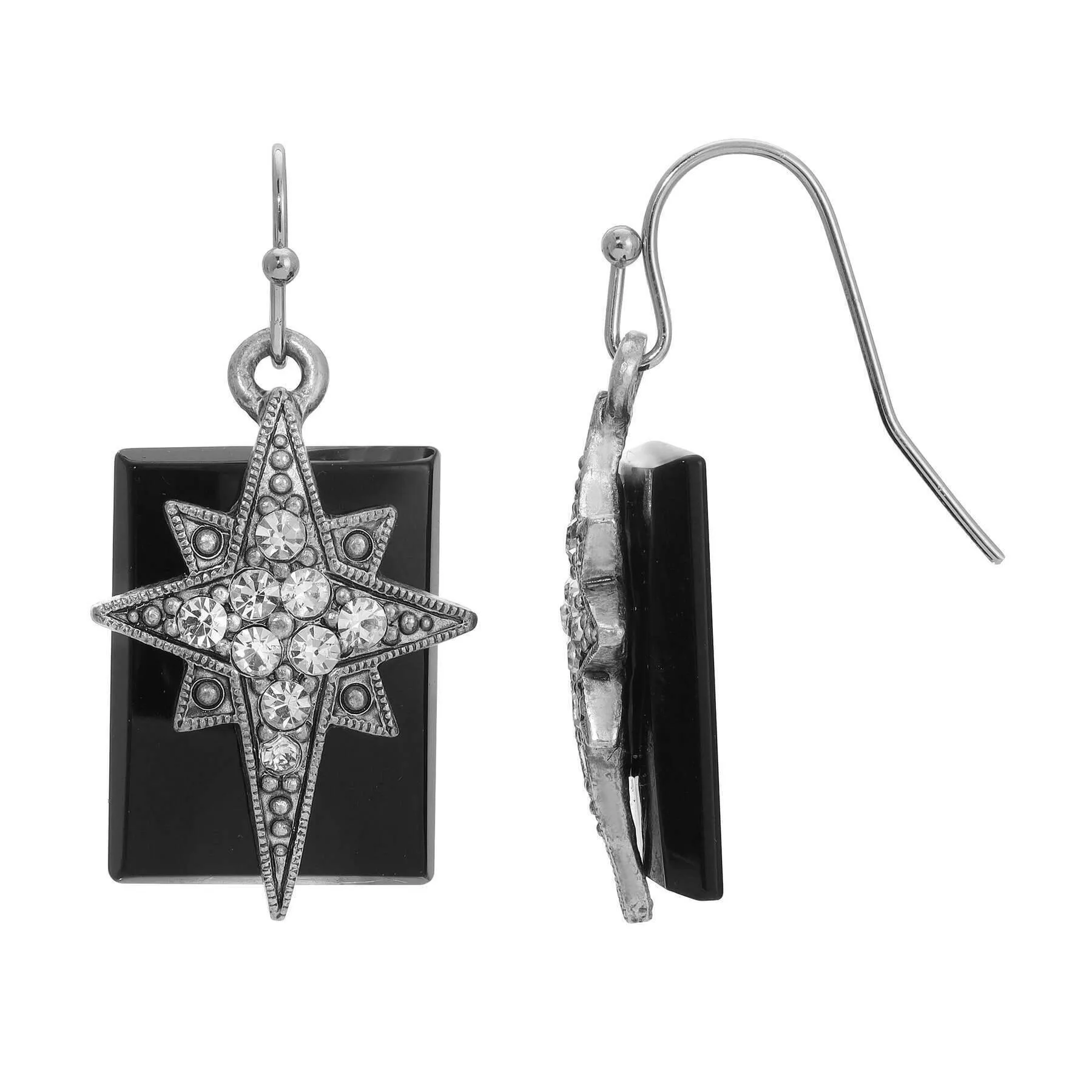 Symbols Of Faith Onyx Gemstone Star Of Bethlehem Crystal Drop Earrings 1928 Jewelry