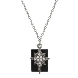Symbols Of Faith Onyx Gemstone Star Of Bethlehem Crystal Pendant Necklace 16" 1928 Jewelry
