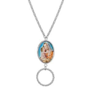 Symbols Of Faith Oval Mary and Child Decal Badge & Eyeglass Holder 28" 1928 Jewelry