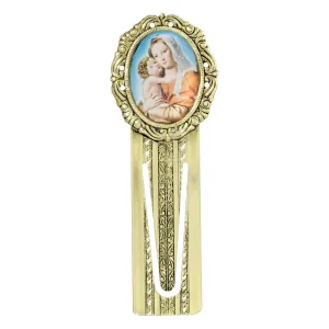 Symbols Of Faith Oval Mary and Child Decal Bookmark 1928 Jewelry