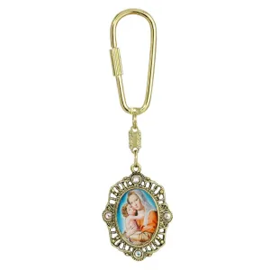 Symbols Of Faith Oval Mother and Child Oval Carabiner Key Chain 1928 Jewelry