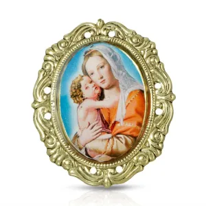 Symbols Of Faith Oval Mother and Child Pin 1928 Jewelry