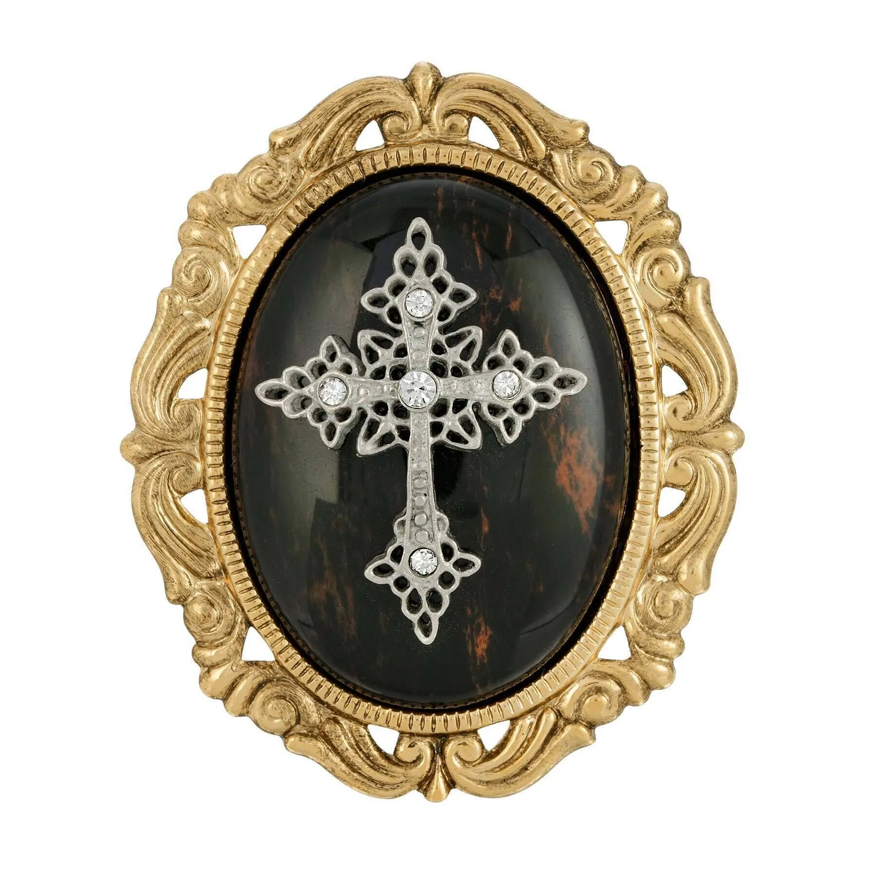 Symbols of Faith Oval Pendant with Cross Brooch 1928 Jewelry