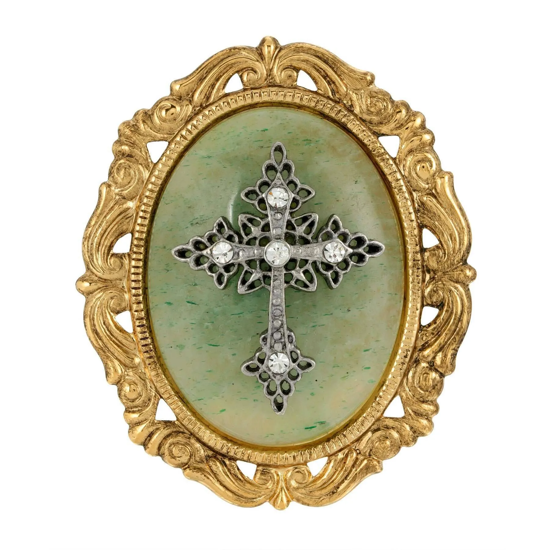 Symbols of Faith Oval Pendant with Cross Brooch 1928 Jewelry