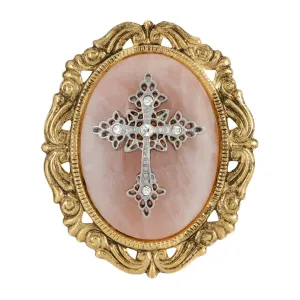 Symbols of Faith Oval Pendant with Cross Brooch 1928 Jewelry
