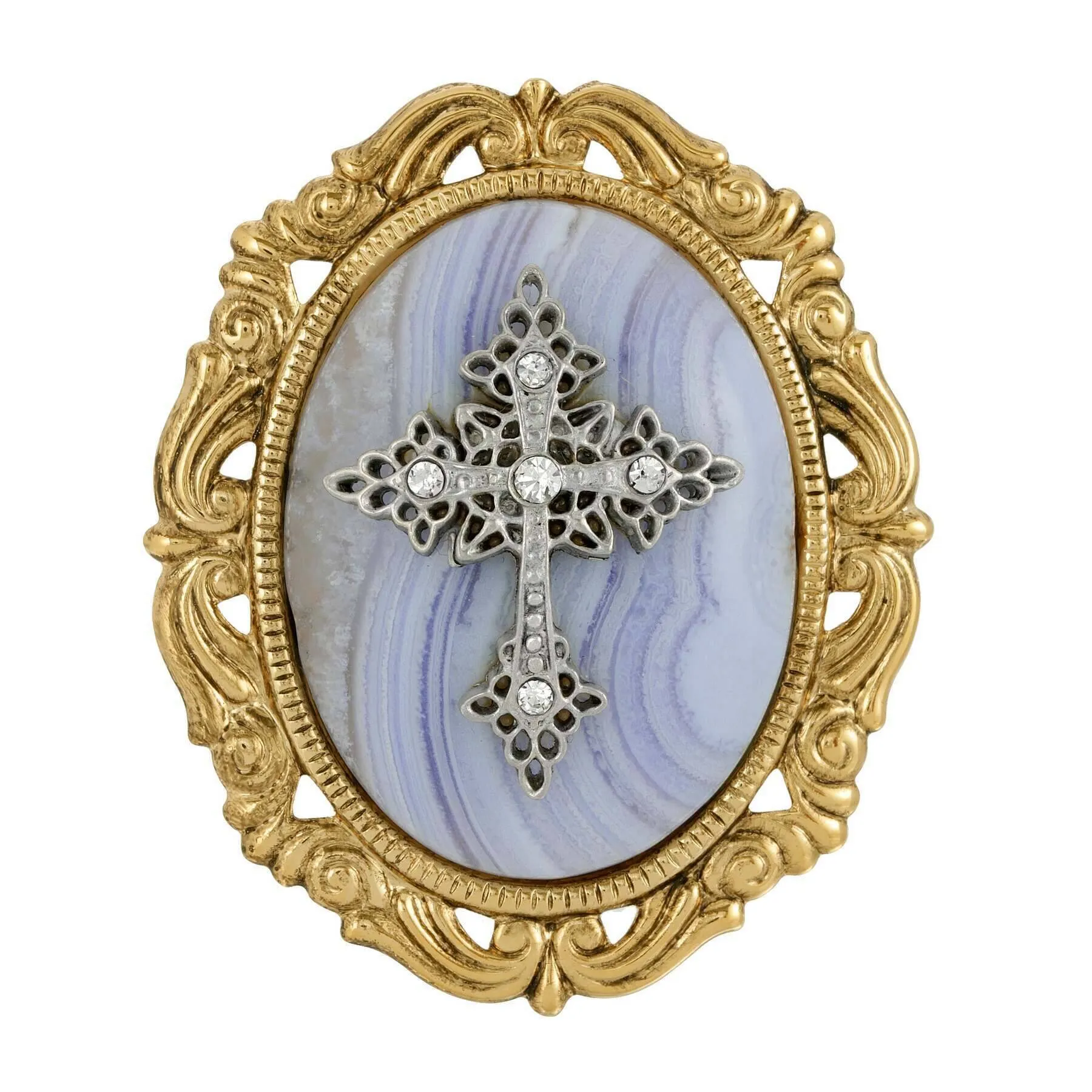 Symbols of Faith Oval Pendant with Cross Brooch 1928 Jewelry
