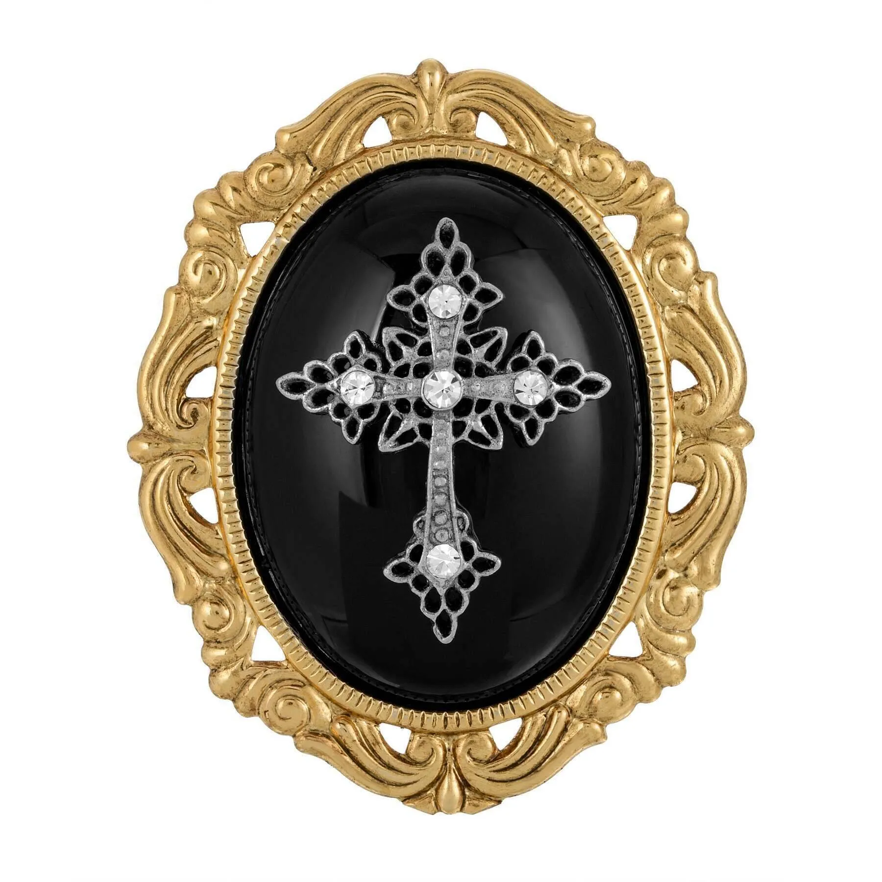 Symbols of Faith Oval Pendant with Cross Brooch 1928 Jewelry