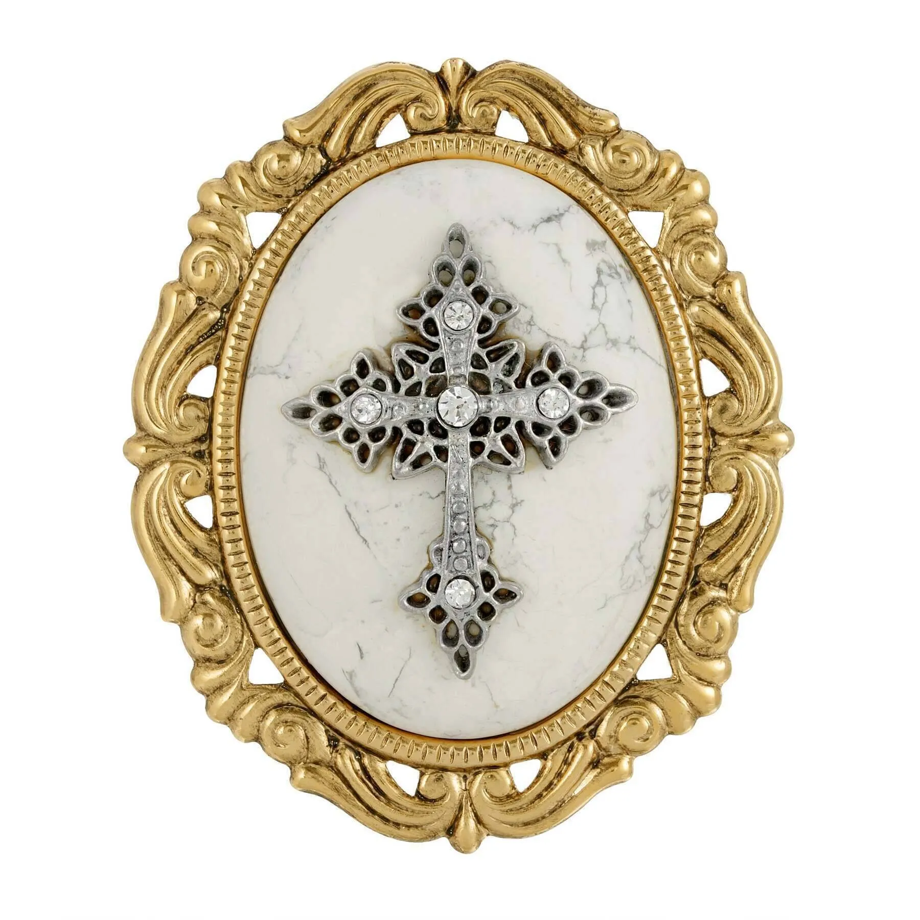 Symbols of Faith Oval Pendant with Cross Brooch 1928 Jewelry