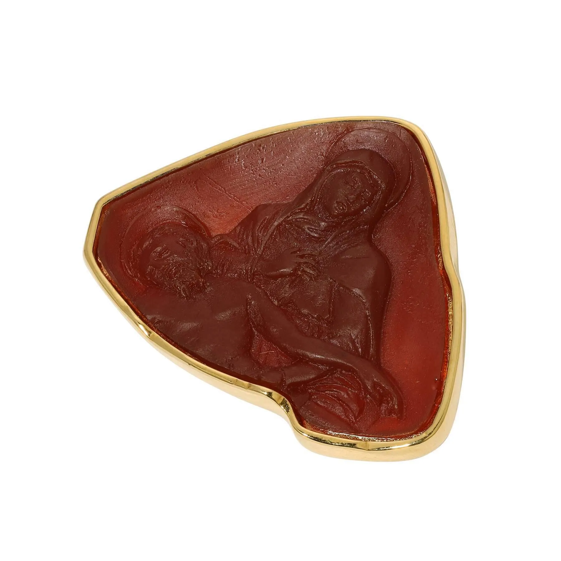 Symbols Of Faith PietÌ Inspired Devine Embrace Carnelian Red Stone Cameo Pin 1928 Jewelry