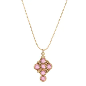 Symbols Of Faith Pink Channel Cross Pendant Necklace 16" 1928 Jewelry